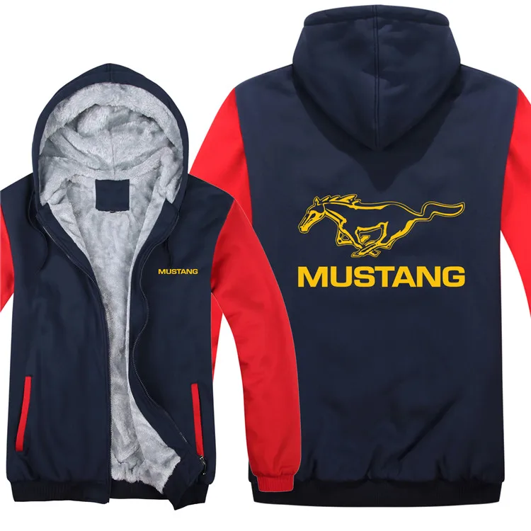 as picture Ford Mustang толстовки зимняя мужская куртка унисекс Повседневная шерстяная подкладка флисовое Мужское пальто Mustang 50 лет толстовки пуловер - Color: as picture