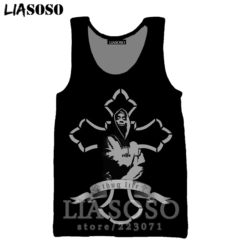 2Pac жилет LIASOSO, летняя новинка, Мужская и Женская толстовка, 3D принт, рэппер, о-образный вырез, майка, без рукавов, в стиле хип-хоп, уличная одежда, пуловер, A295-1 - Цвет: 14