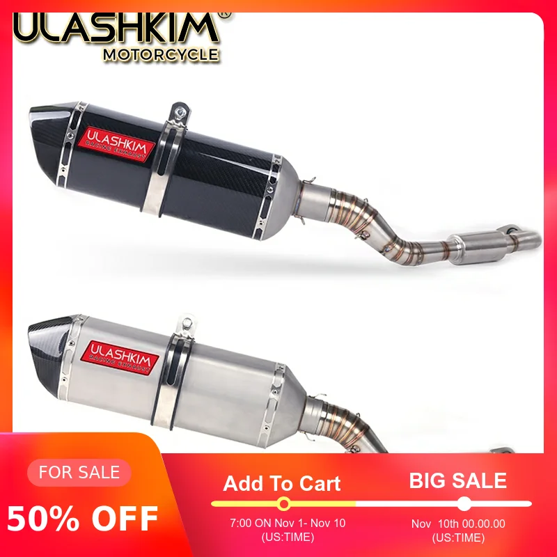 

Motorcycle Full Exhaust Slip On Full System Modified Front Middle Link Pipe Muffler With Stciker For YAMAHA NMAX155 NMAX 155