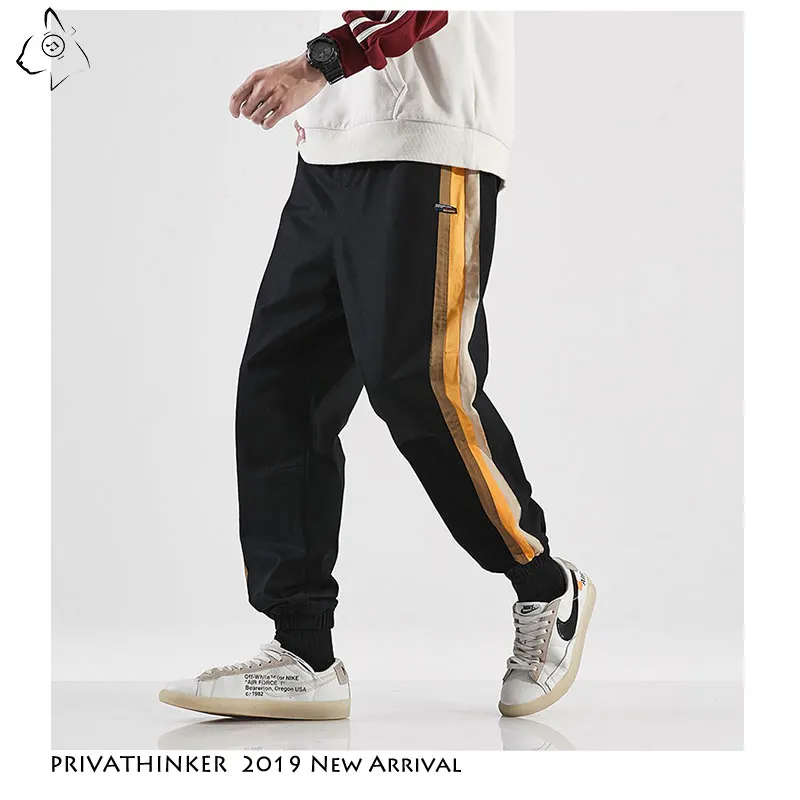 

Privathinker Men Casual Side Stripe Cotton SweatPants Mens 2019 Autumn Street-Style Joggers Male Hip Hop Fitness Oversize Pants
