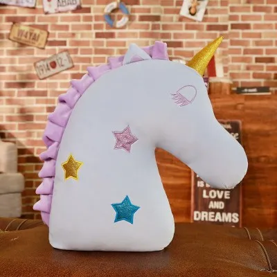 Cartoon Unicorn Soft U-Shape Neck Travel Cushion Pillow for Car Airplane Protable Hooded Pillow Cushion Compact Soft Neck Rest - Цвет: Прозрачный