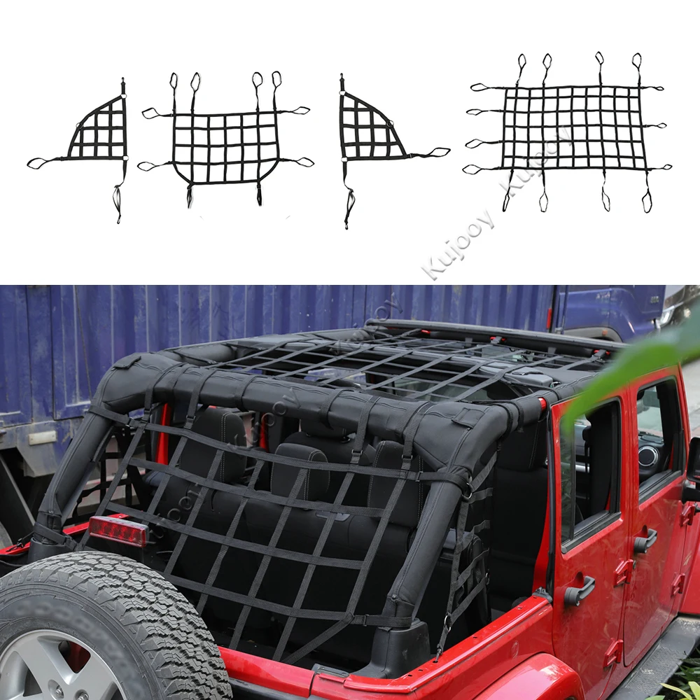Для Jeep Wrangler JK 2007- черный автомобиль верхняя крыша задний багажник товары сетевая отделка автомобиля Стайлинг