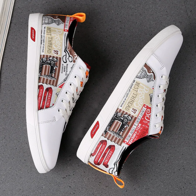 

2019 New Style Full-grain Leather Lace-up Sneakers Men's Trend of Fashion Korean-style Versatile Casual Men Genuine Leather Shoe