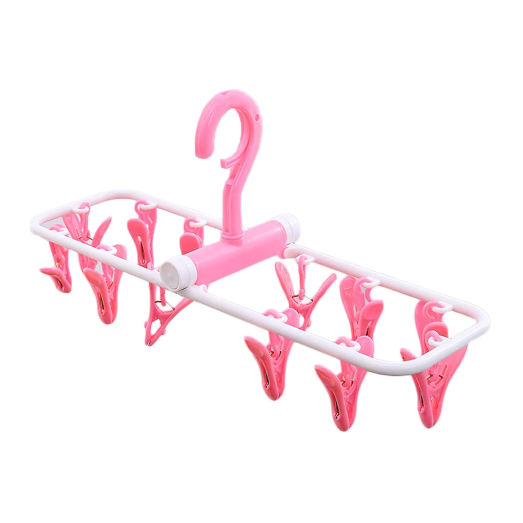 NO.6 Brand New Plastic Folding Rack High Quality Solid Clothes Racks with 12 Clips Portable Windproof Hanger Outdoor Home Drying Rack - Цвет: NO.6