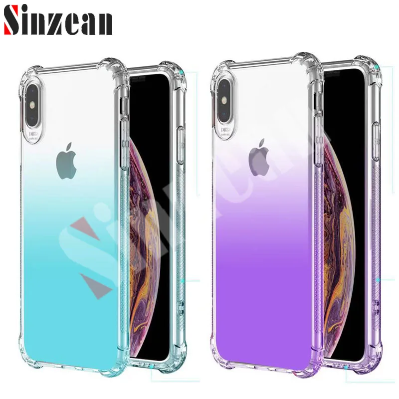 

100pcs For Samsung S10E/S10 Plus/Note 8/Note 9/S8/S9 Plus/A750 Gradient Anti-knock Soft TPU 1.5mm Colorful clear Silicone Case