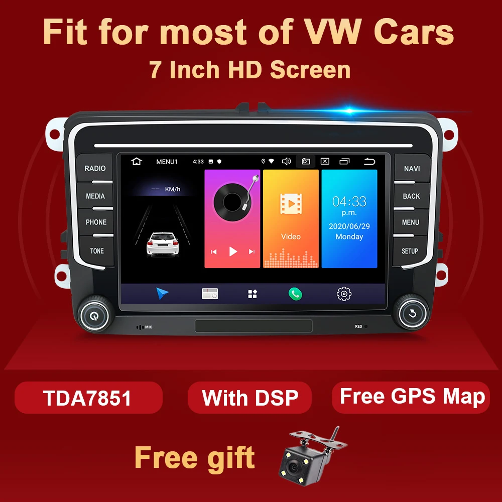 2 Din Android Car Radio GPS For Volkswagen VW Passat Polo GOLF 5 6 Touran Jetta Tiguan Magotan Sharan Seat Multimedia Navigation