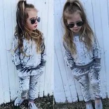 Pudcoco/Модный комплект из 2 предметов для маленьких мальчиков и девочек; Спортивный бархатный костюм в полоску; сезон осень-весна; комплект одежды; 1-6Y