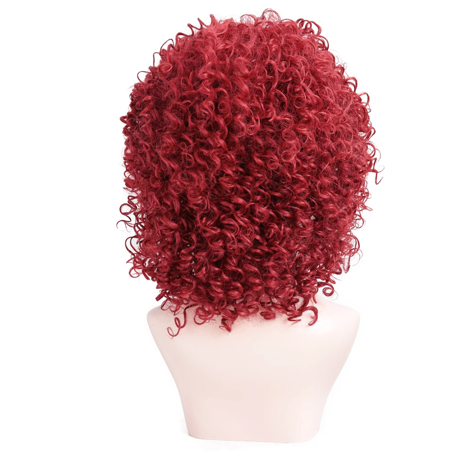 DIFEI 14 дюймов африканская прическа красный афро кудрявый вьющийся парик одежда из синтетики Косплей парики афро курчавые кучерявые парики для женщин - Цвет: Красный