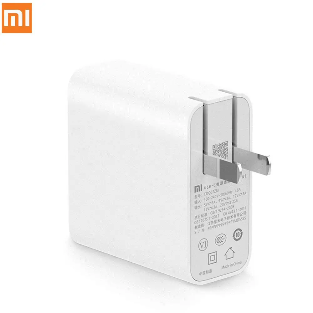

Original Xiaomi 65W USB-C Fast Charger QC 3.0 USB Plug Type C Cable 3A Quick Charger Foldable Charging Type-C Port Power Adapter
