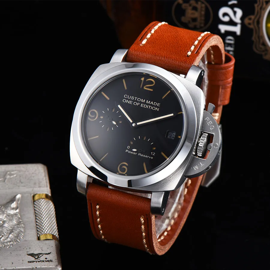 

Luxury Watch 42mm Automatic Mechanical Mens Casual Fashion Leather Strap Power Reserve Waterproof Men Watches