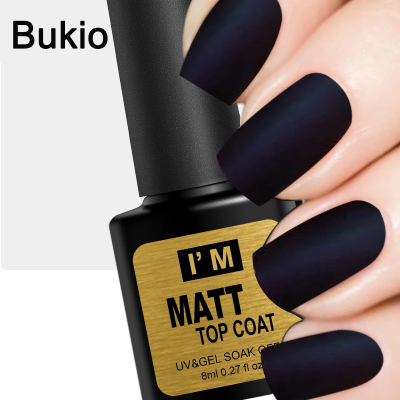 Bukio 8ml Matte Top Coat and base foundation gel Polish UV LED Nail Semi Vernis Permanent Gel Varnish matte top nail | Красота и