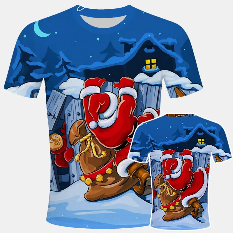 Новинка, забавная футболка с 3D принтом Санта Клауса, Рождественская футболка, мужские футболки с коротким рукавом и круглым вырезом, топы, Кошмар перед Рождеством, унисекс - Цвет: TX-5749