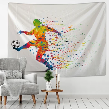 

Football Tapestry Abstract Athletes Football Shooting Creative Fashion Pattern Wall Hanging Hippie Bedspread Backdrop Home Decor