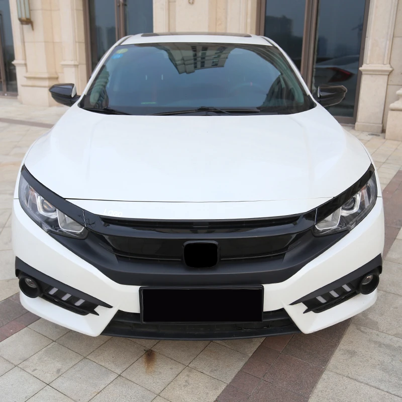 Гонки Грили черный ABS пластик автомобиля сетки передний капот решетка для Honda civic 10th с липкой