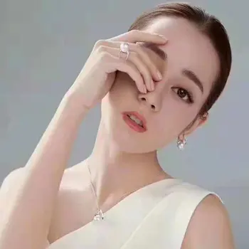 

RUNZHUQIYUAN DIY pearl accessories set S925 sterling silver triangle pearl ring pendant earring buckle 8-10mm