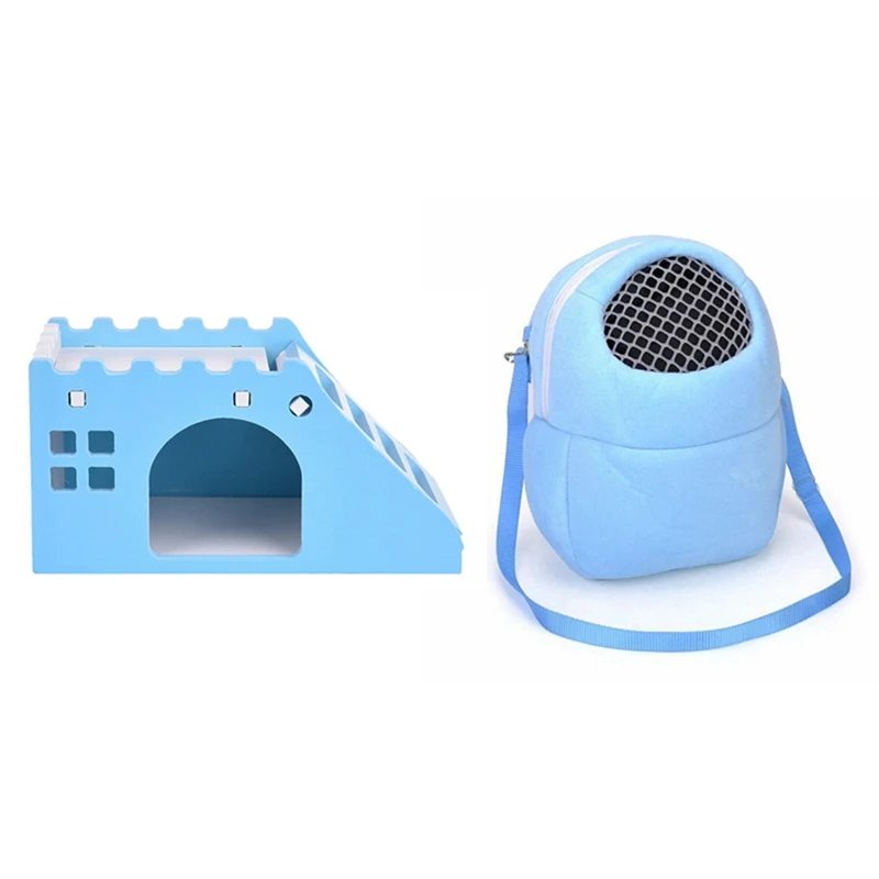 Newest Pet Carrier Bag Hamster Rat Hedgehog Packet for Small Animals(Blue) with Exquisite House Blue | Дом и сад