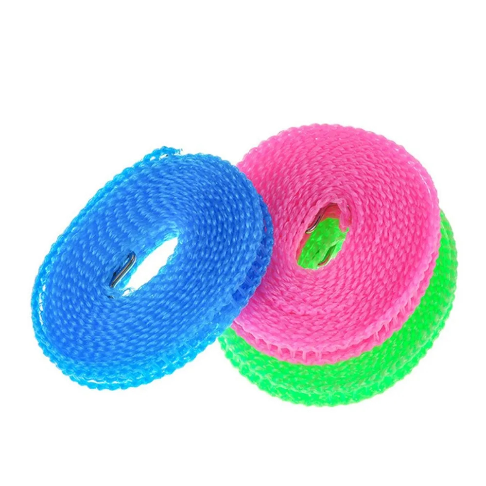 Non-slip Outdoor Windproof Travel Home Laundry Retractable Clothes Line  Clothesline 5M Washing Line Hangers Color Random