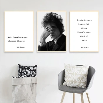 

Modern Rock Musician Bob Dylan Canvas Art Prints Poster Black White Music Lyic Inspirational Life Quote Wall Pictures Home Decor