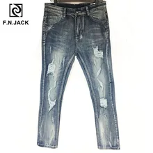 F.N.JACK, мужские джинсы, обтягивающие, крутой, уличный стиль, полная длина, на молнии, летающие, джинсовые штаны для мужчин