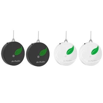 

2 Set Personal Wearable Air Purifier Necklace Mini Portable Air Freshner Ionizer Negative Ion Generator - White & Black