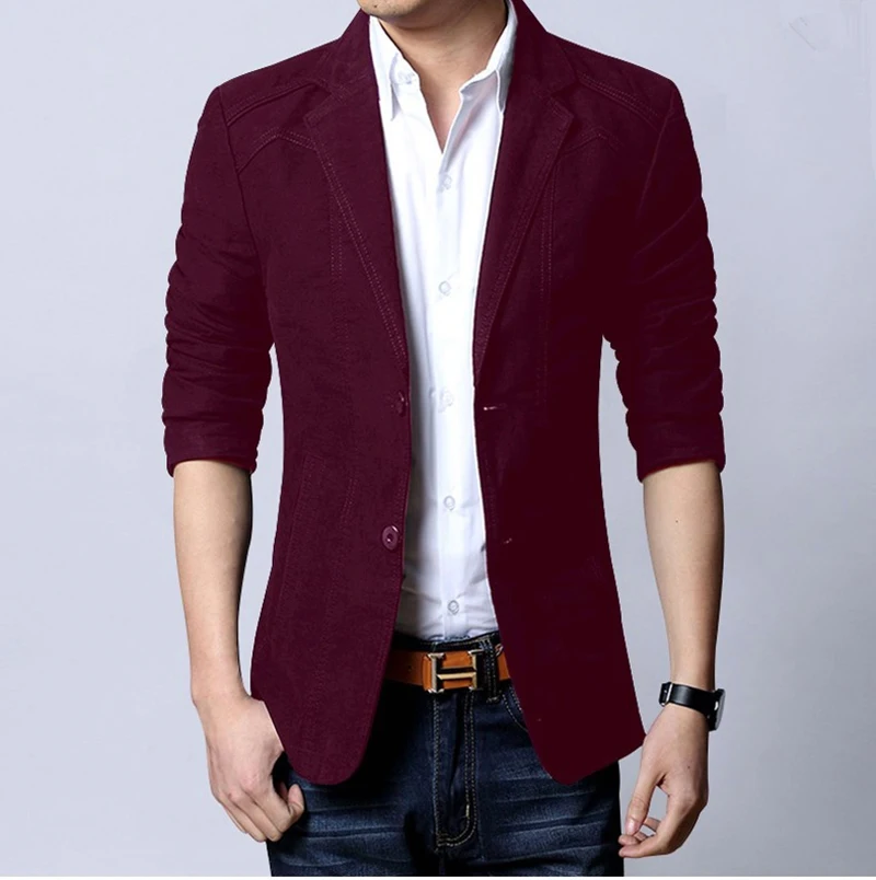 Autumn Men's Jacket Masculino Blazers Men's Suit Jackets Hombre Solid Slim Fit Groom's Clothes Smart Casual Mens Clothes MOOWNUC