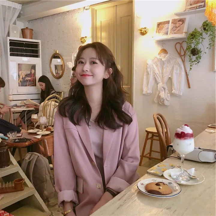 

Spring Clothing 2019-Women's Early Spring Korean-style Suit Two-Piece Set Online Celebrity Loose-Fit Pleated Skirt Playful Franc