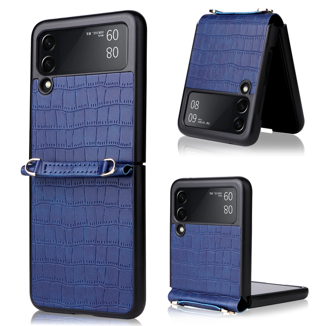 Leather Skin Folding Case for Samsung Galaxy Z Flip 3 5G Flip3 Anti-Slip Cell Phone Cover Fundas