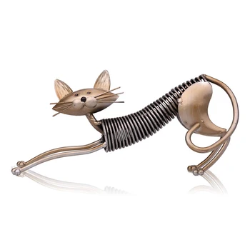 

Modern Stainless Home Decor Mini Desktop Crafting Ornaments Office Iron Art Cute Toys Spring Cat Figurine Handicraft