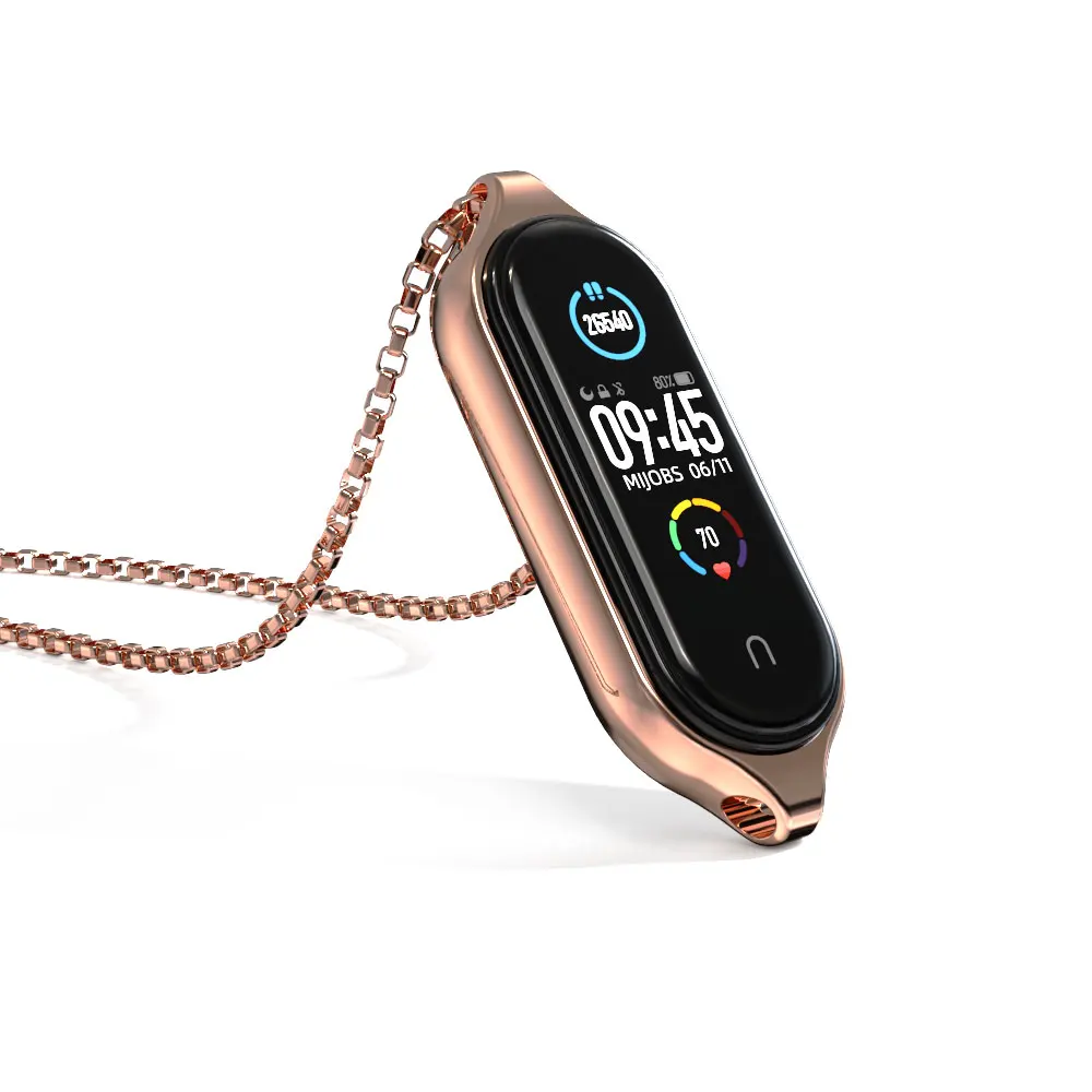 Mi Band 4 металлическое ожерелье браслет на запястье Подвеска из нержавеющей стали