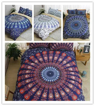 

3D bedding sets light purple or dark red blue background colorful compass and colorful flowers printing bedding sets