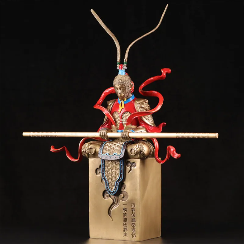 15 "Статуя короля обезьяны Sun Wukong бюст медитация полная длина портретное украшение медная фигурка игрушка коробка 39 см V755