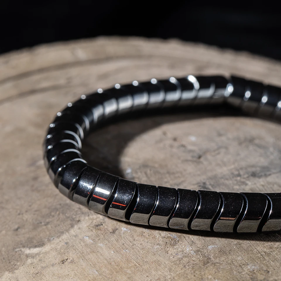 Punk Strand Bracelets Homme Natural Stones Beads Father Gifts for Men Silver Black Wristband Wrap Bracelet Bangles Men's Jewelry