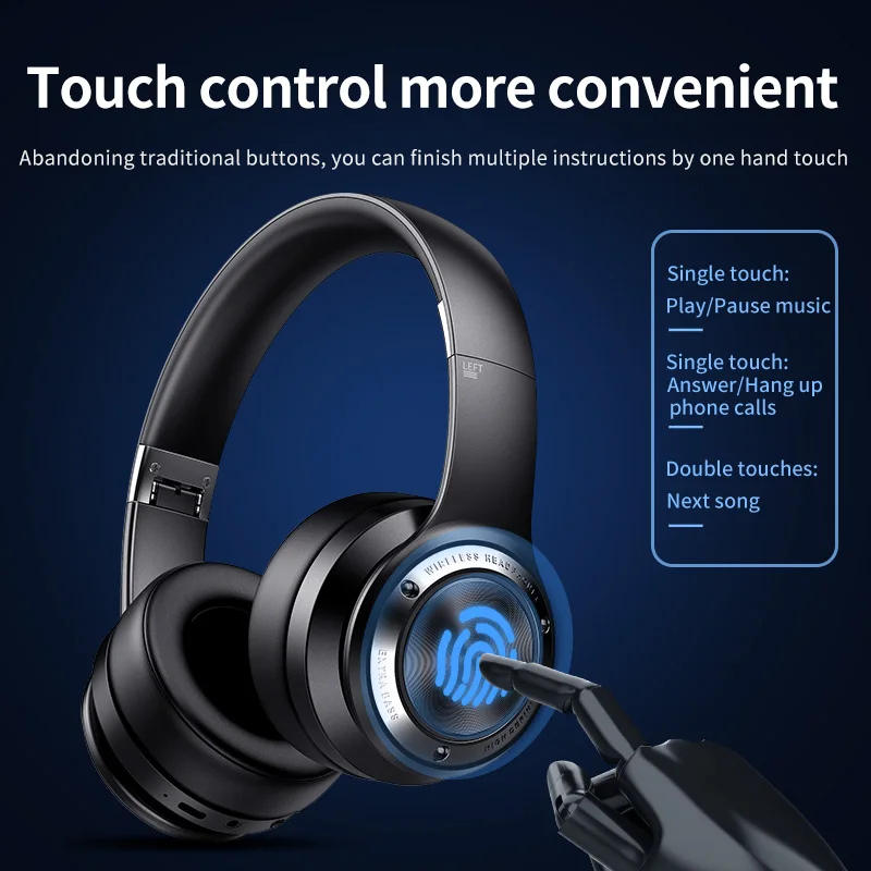 B21 Wireless Headphones Bluetooth 5.0 Headset 40H Play time Touch Control Stereo with Mic Over Earphone Support TF for phone PC