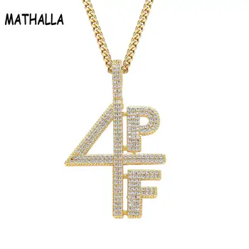 

MATHALLA Hip hop 4PF digital letter copper inlaid zircon pendant street dance performance hip hop rap DJ Trend Jewelry