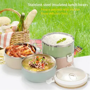 

304 Stainless Steel Thermal Food Container Nordic Color Adult Divided Multi-layer Lunch Box Students Japanese Style Square Metal