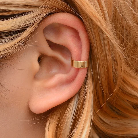 Fashion Punk Chain Ear Cuff for Women Clip on Earrings Gold Earcuff Without Piercing Earring Trendy Jewelry Gift