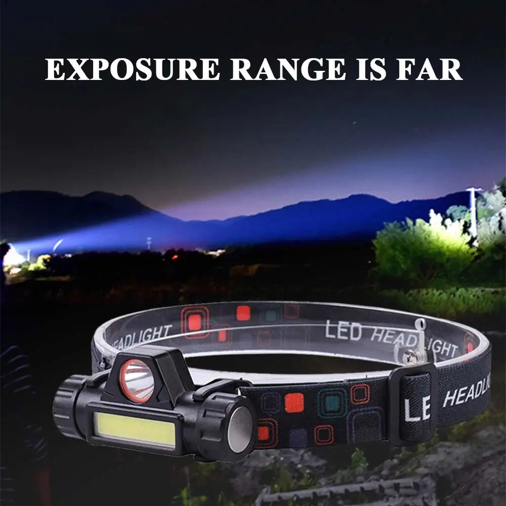 Miner'S Lamp Black Outdoors ABS Night Fishing Fishing Lights Headlamp Lighting LED Motion 200m Riding Flashlight Light Head Lamp