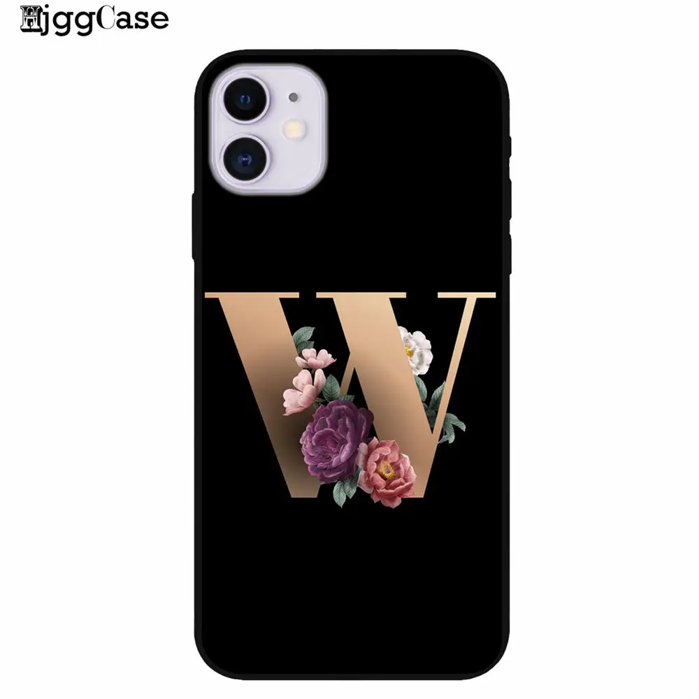 Буквенный Алфавит цветочный принт черный чехол для телефона iPhone 11 Pro X 7 5 6 6s 8 plus Xs XR Max SE силиконовый чехол для телефона - Цвет: A8533