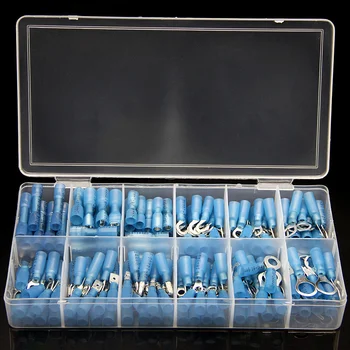 

180Pcs Waterproof Electrical Crimp Terminals Seal Heat Shrink Wire Butt Connectors Spade Ring lugs Terminals 14-16 Gauge