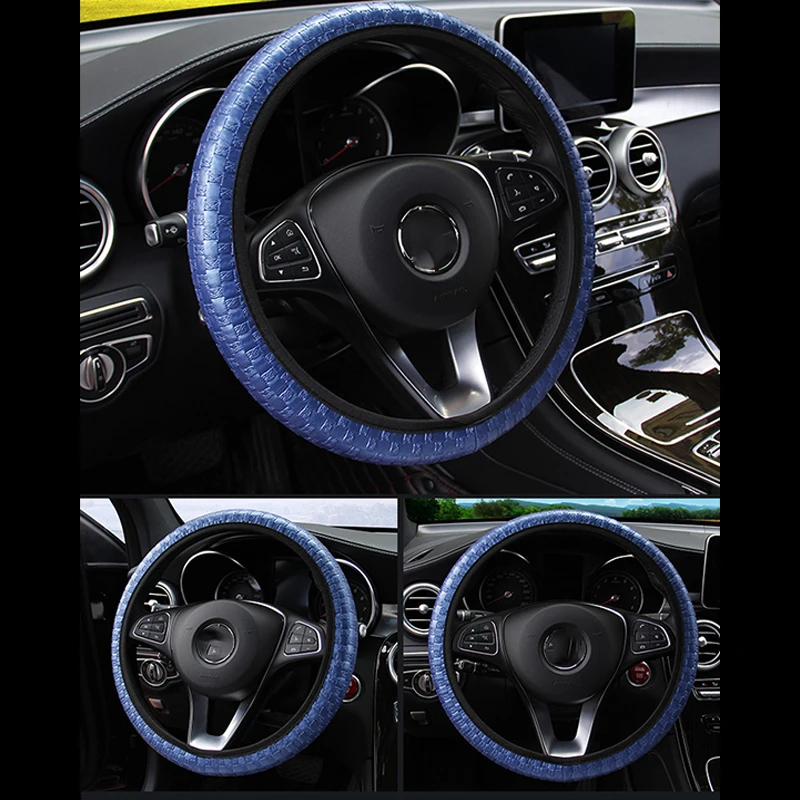 Leather Woven Car Non-slip Steering Wheel Cover For Mitsubishi ASX Lancer 10 9 Outlander Pajero Suzuki Swift Grand Vitara SX4