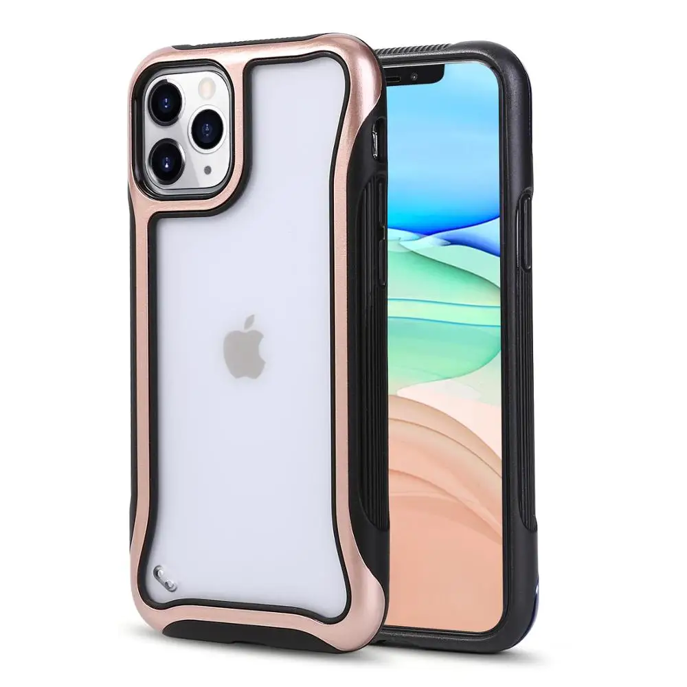 Противоударный мягкий ТПУ+ PC чехол для телефона для iPhone 11 Pro Max 6 6S 7 8 Plus X XR XS Max прозрачные матовые чехлы силиконовый чехол - Цвет: Rose gold