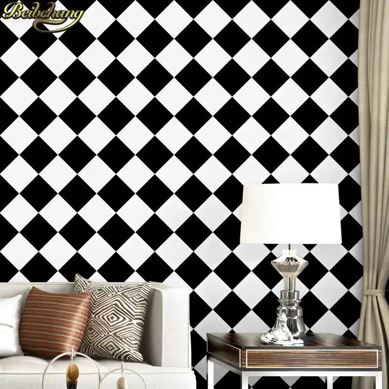 Beibehang Atap Hitam Putih Persegi Kotak Kotak 3d Kertas Dinding Salon Toko Pakaian Restoran Checkout Ktv Latar Belakang Wallpaper Wall Paper 3d Wall Paperlatar Belakang Wallpaper Aliexpress