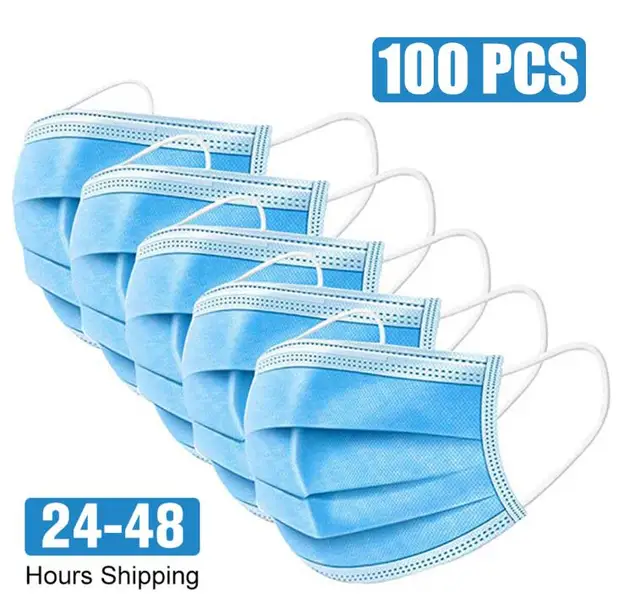 US $7.49  100pcs antivirus masks protective mask 3 Layer Ply face mask Disposable Masks Anti-dust prevention 