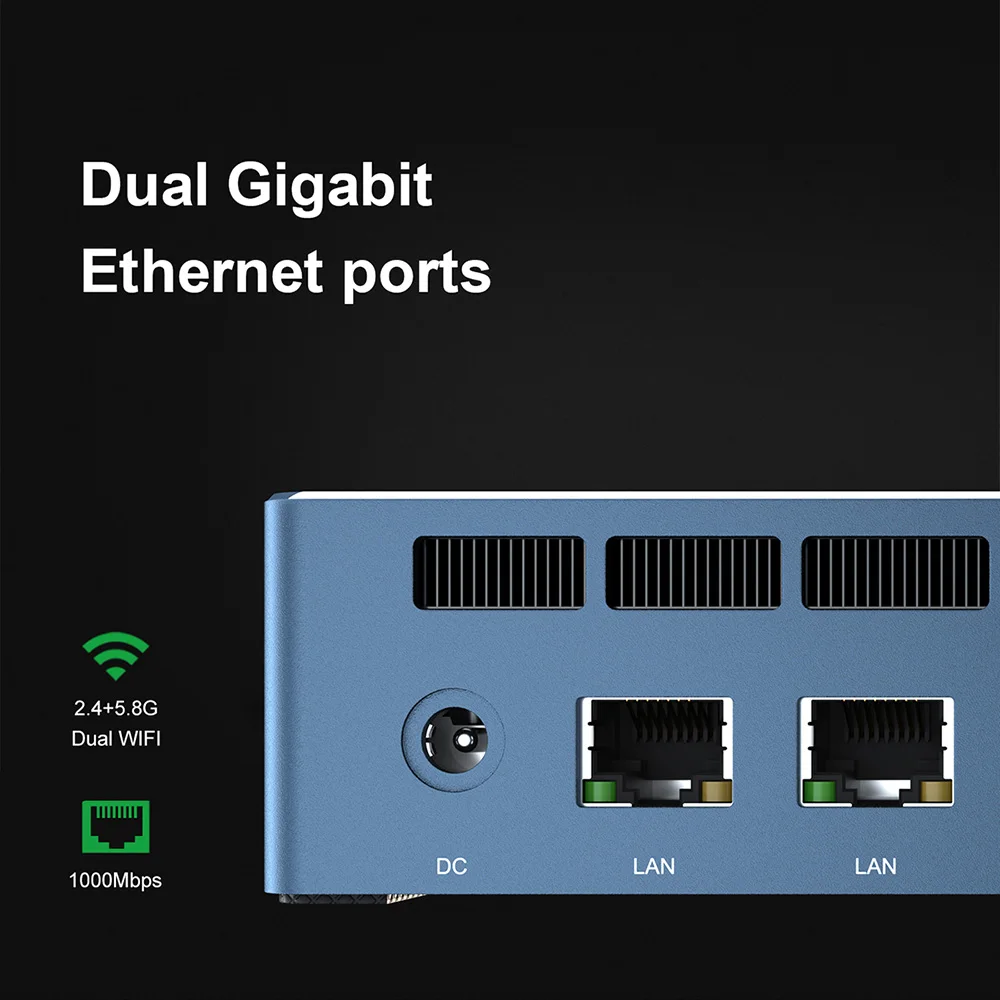 Beelink GT-R Fingerprint Boot Encryption New Smart Desktop Mini PC with AMD Ryzen5 3550H AMD Radeon RX Vega 8 - Blue 16GB RAM + 512GB ROM + 1TB US Plug