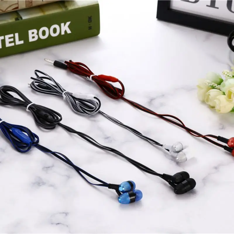 

4 Colors Universal In-ear Braided Rope Earplugs Portable Earphone Wiring Wired Cloth Rope Subwoofer Head phones High Quality