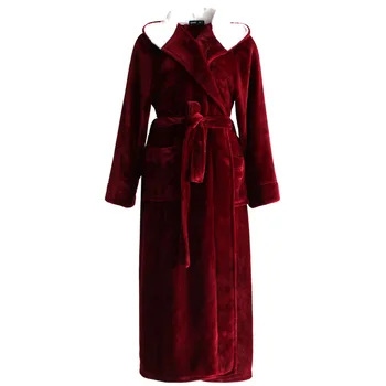 

Sleeping Gown Couple Clothes Autumn Winter Styles Long Hooded Flannel Plus Size Thick Polyester Fabric Casual Home Wear Sleep
