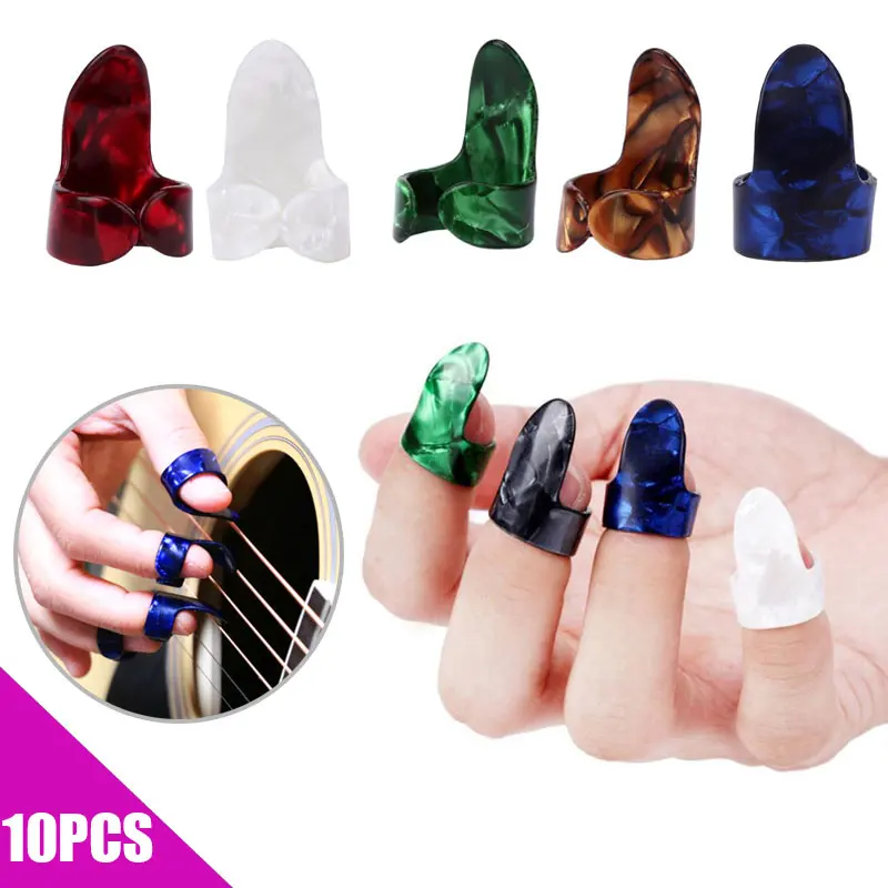 10 шт. пальчиковые палочки для гитары Plectrum Paddle из нержавеющей стали аксессуары для инструментов S55 - Цвет: Многоцветный