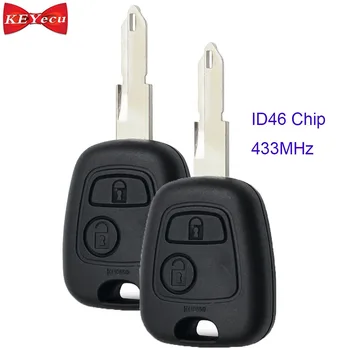 

KEYECU 2pcs for Peugeot 206 207 Remote Control Car Key Fob 433MHz ID46 Chip Uncut NE73 Blade 2 Button
