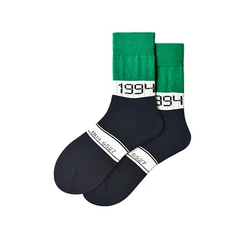 

Number Man Sock Crew Patchwork Men's Sox Standard High Quality Socks Cotton Spring Autumn Green Unisex Trendy Fashion Calcetines