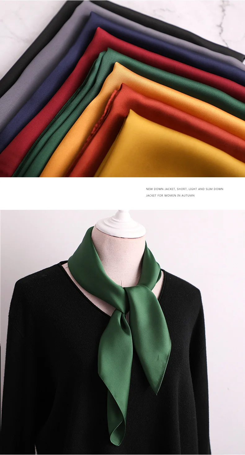 summer luxury brand silk scarf square women shawls and wraps fashion solider office small hair neck hijabs foulard